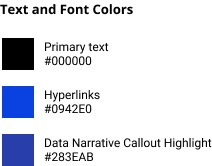 Color chips of selected colors for text